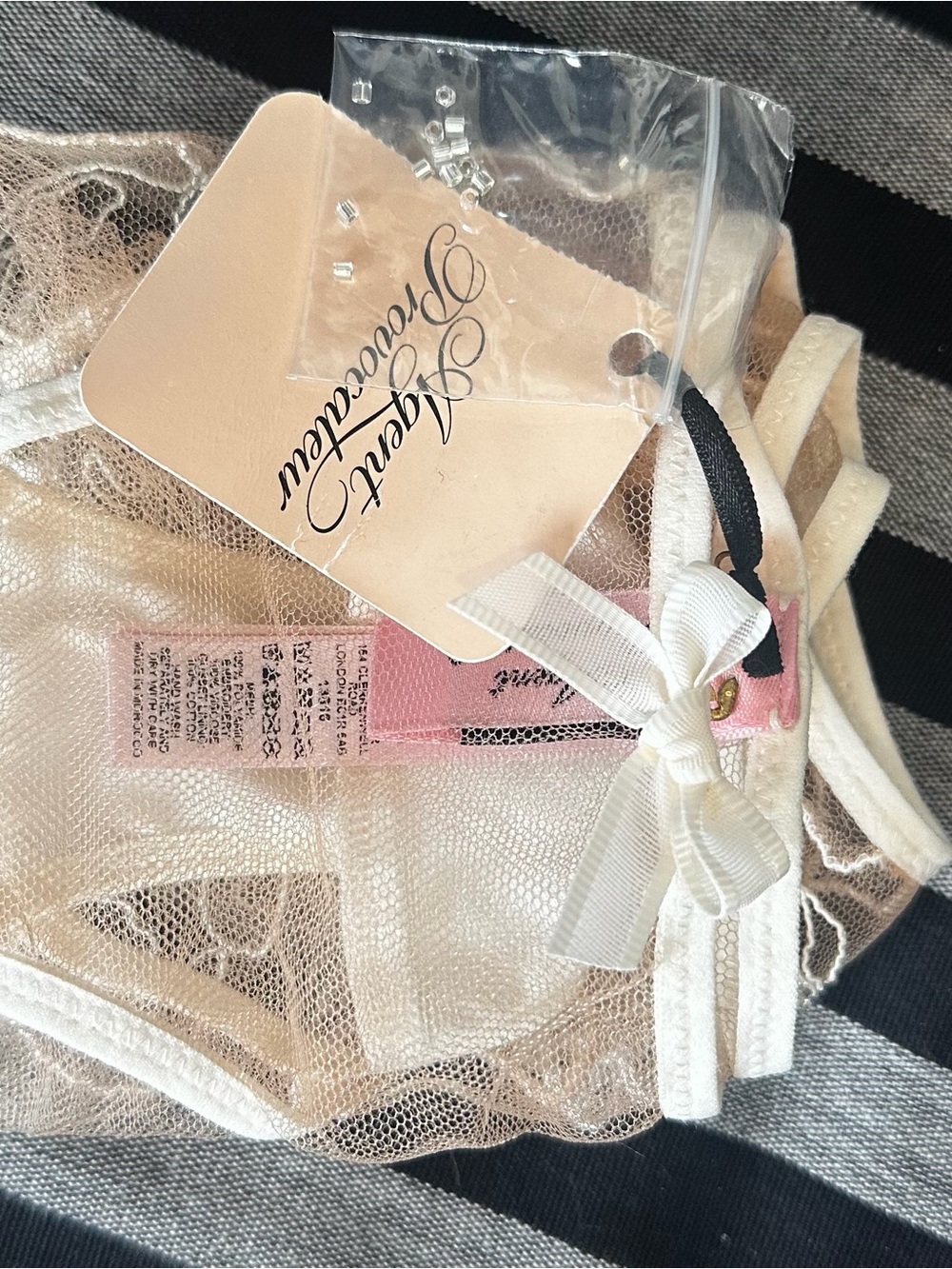 Agent Provocateur Sheer Floral Lace Detail Bikini Panty in Ivory Nude